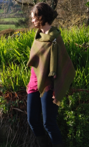 Spring green shawl modelled snap