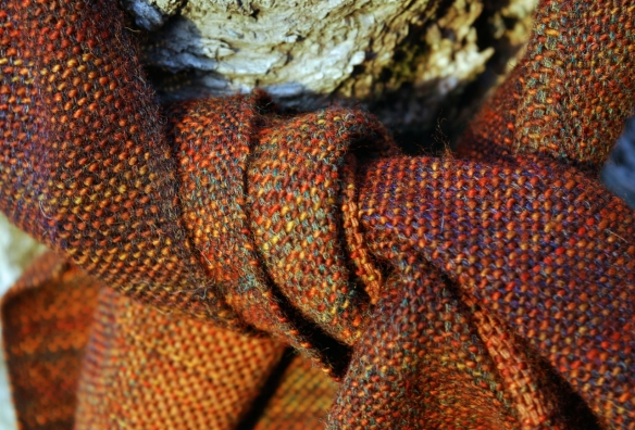 Red rust scarf knot