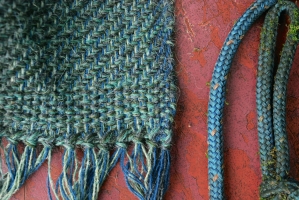 Teal harbour cowl straight off the loom